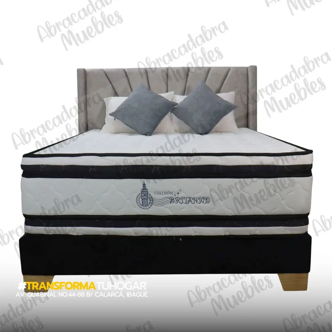 Colchón ortopédico resortado con doble pillow top y 45 cm de altura.